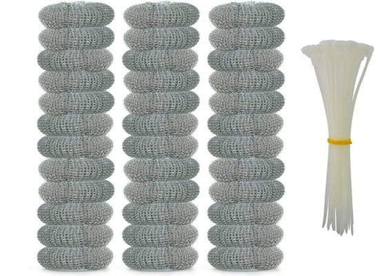 Quả cầu làm sạch bằng thép không gỉ 2 * 6cm 7,5g / Máy chà sàn nhà bếp bằng kim loại bạc